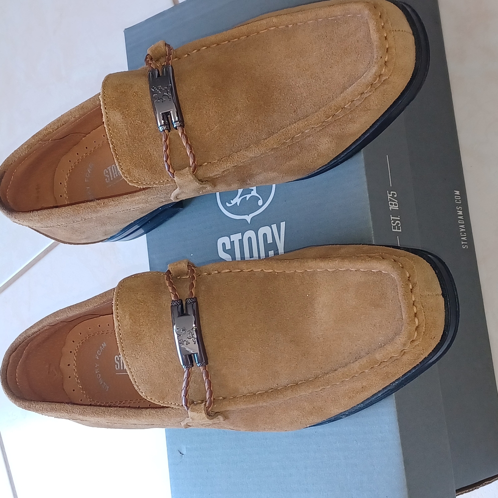 Stacy Adams Tan Loafers with Decorative Strap